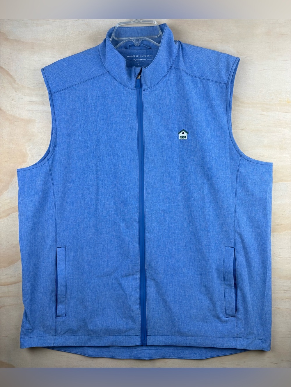 Holderness & Bourne The Conrad Performance Tailored Golf Vest Men's XL Blue Logo